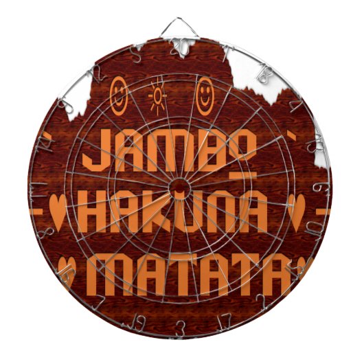 Afrikaanse Groet: Jambo Hakuna Matata Wood Design Dartbord (Voorkant)