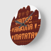 Afrikaanse Groet: Jambo Hakuna Matata Wood Design Ronde Klok (Hoek)