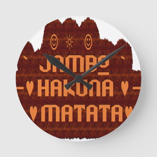 Afrikaanse Groet: Jambo Hakuna Matata Wood Design Ronde Klok (Voorkant)