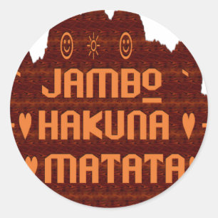Afrikaanse Groet: Jambo Hakuna Matata Wood Design Ronde Sticker
