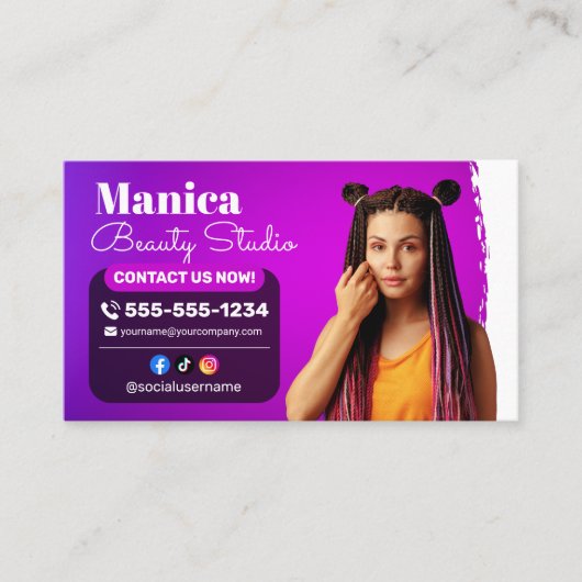 Afrikaanse haarvlechten Schoonheidssalon Nail Make Klantenkaartje (Voorkant)