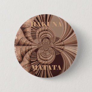 Afrikaanse Hakuna Matata Fractal Art Print/Graphic Ronde Button 5,7 Cm