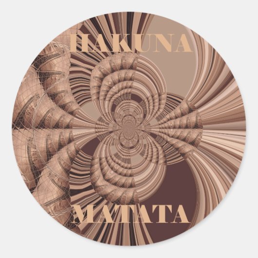 Afrikaanse Hakuna Matata Fractal Art Print/Graphic Ronde Sticker (Voorkant)