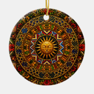 Afrikaanse Heilige Geometrie Mandala — Kente Ndebe Keramisch Ornament