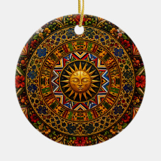 Afrikaanse Heilige Geometrie Mandala — Kente Ndebe Keramisch Ornament
