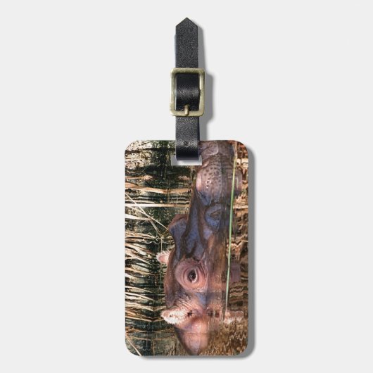 Afrikaanse hippo in water bagagelabel (Voorkant verticaal)