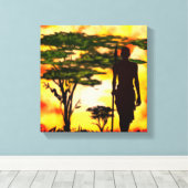 Afrikaanse Hunter Canvas Print (Insitu (Houten vloer))