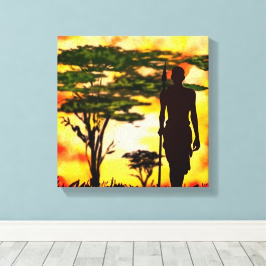 Afrikaanse Hunter Canvas Print (Insitu (Houten vloer))