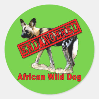 Afrikaanse in het wild levende honden bedreigde di ronde sticker