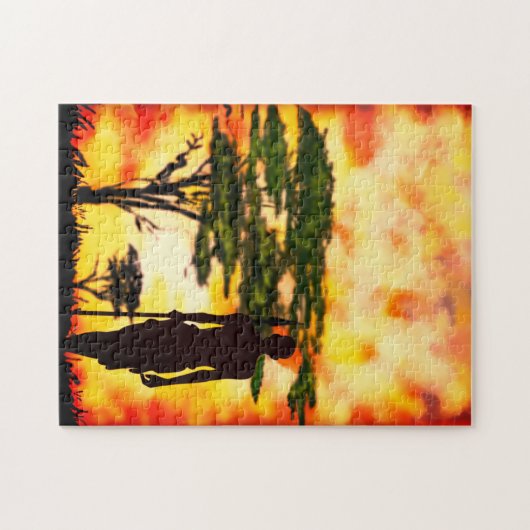 Afrikaanse jager met speer puzzel (Horizontaal)