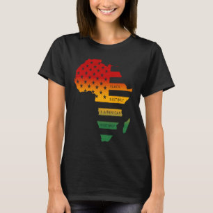 Afrikaanse kaart Amerikaanse vlag Zwarte geschiede T-shirt