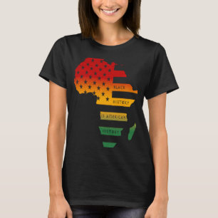 Afrikaanse kaart Amerikaanse vlag Zwarte geschiede T-shirt