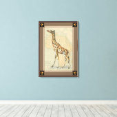 Afrikaanse kaart en een Giraffe Canvas Afdruk (Insitu (Houten vloer))