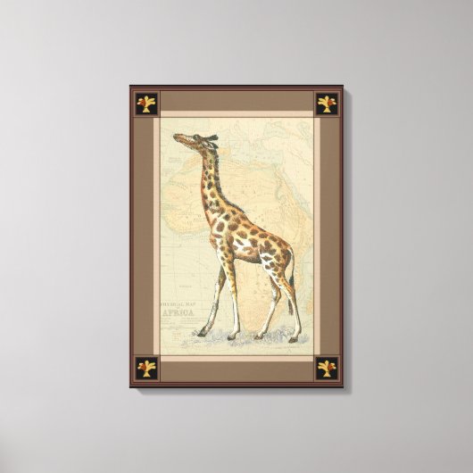 Afrikaanse kaart en een Giraffe Canvas Afdruk (Voorkant)
