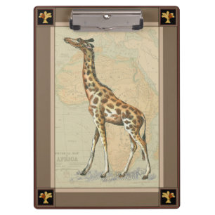 Afrikaanse kaart en een Giraffe Klembord