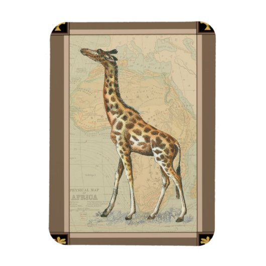 Afrikaanse kaart en een Giraffe Magneet (Verticaal)