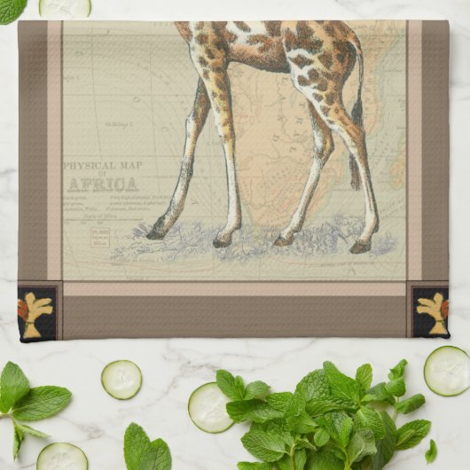 Afrikaanse kaart en een Giraffe Theedoek (Gevouwen)