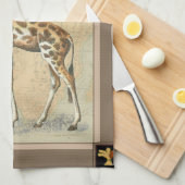 Afrikaanse kaart en een Giraffe Theedoek (Quarter Fold)
