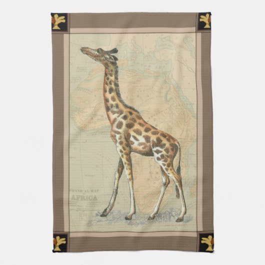 Afrikaanse kaart en een Giraffe Theedoek (Verticaal)