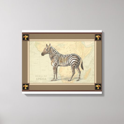 Afrikaanse kaart en een Zebra Canvas Afdruk (Voorkant)