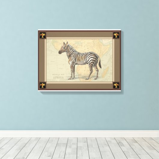 Afrikaanse kaart en een Zebra Canvas Afdruk (Insitu (Houten vloer))