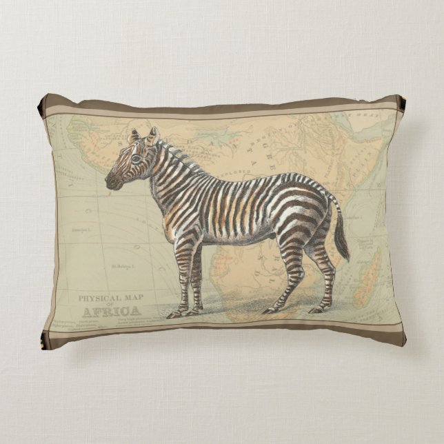 Afrikaanse kaart en een Zebra Decoratief Kussen (Voorkant)