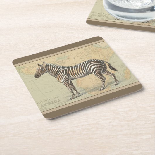 Afrikaanse kaart en een Zebra Kartonnen Onderzetters (Schuin)