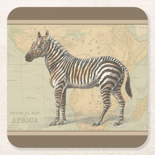 Afrikaanse kaart en een Zebra Kartonnen Onderzetters (Voorkant)