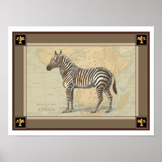 Afrikaanse kaart en een Zebra Poster (Voorkant)
