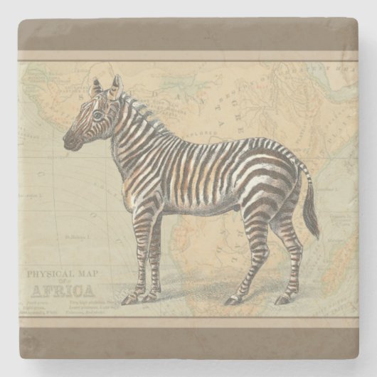 Afrikaanse kaart en een Zebra Stenen Onderzetter (Voorkant)