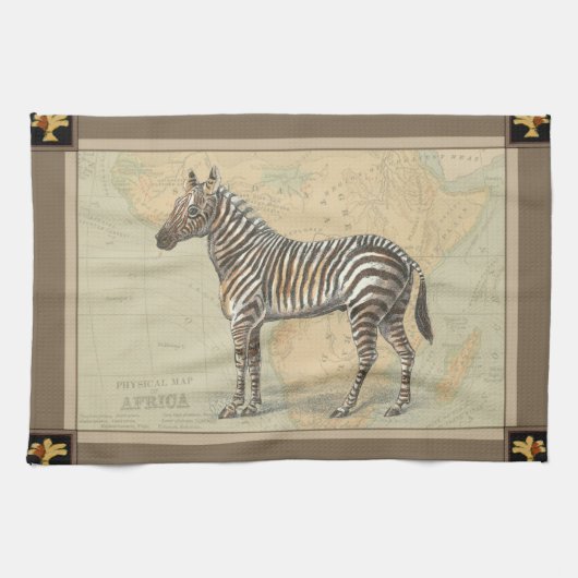 Afrikaanse kaart en een Zebra Theedoek (Horizontaal)