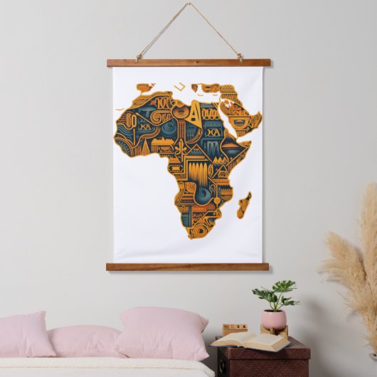 Afrikaanse kaart hangend wandkleed (Slaapkamer)