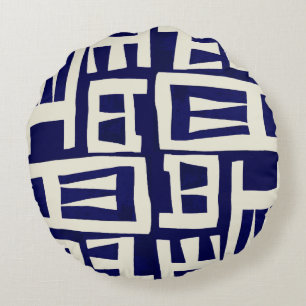 Afrikaanse kaart - Navy Ivory Rond Kussen