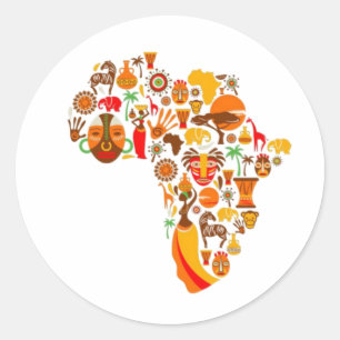 Afrikaanse kaart ronde sticker