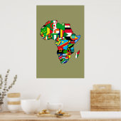 Afrikaanse kaart van Afrikaanse vlaggen binnen lan Poster (Keuken)
