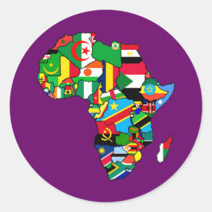 Afrikaanse kaart van Afrikaanse vlaggen binnen lan Ronde Sticker
