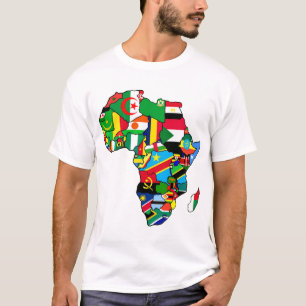 Afrikaanse kaart van Afrikaanse vlaggen binnen lan T-shirt