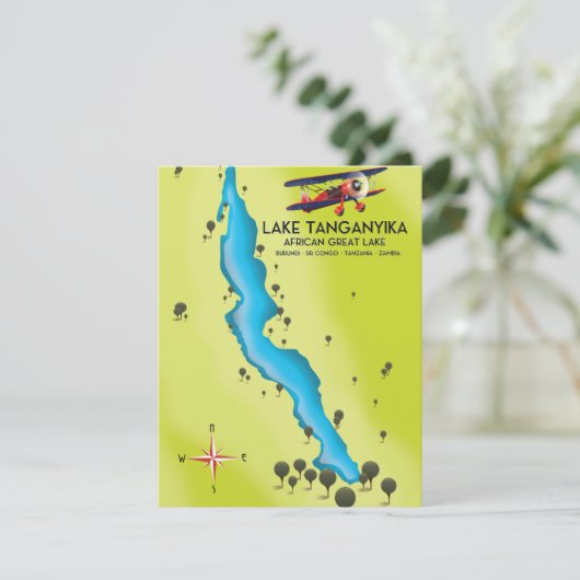 Afrikaanse kaart van het meer van Tanganyika (Staand voorkant)