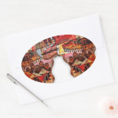 Afrikaanse kaart: vier het seizoen met cultuur ovale sticker (Envelop)