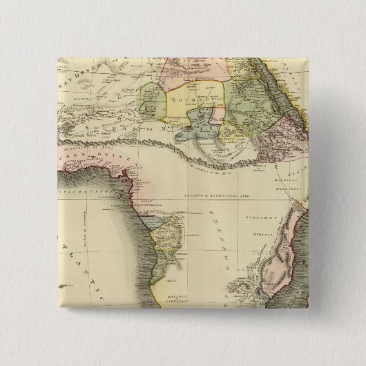 Afrikaanse kaart vierkante button 5,1 cm (Voorkant)