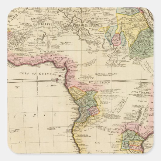 Afrikaanse kaart vierkante sticker (Voorkant)