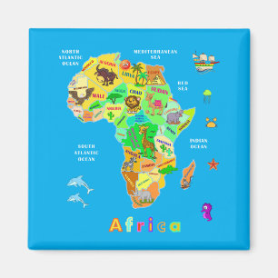 Afrikaanse kaart voor kinderen magneet