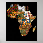 Afrikaanse kaart zwarte afro Pride Afrika Poster (Voorkant)