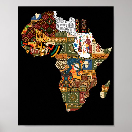 Afrikaanse kaart zwarte afro Pride Afrika Poster (Voorkant)