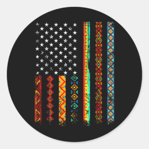 Afrikaanse Kente doek Amerikaanse vlag Afrikaans Z Ronde Sticker