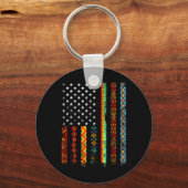 Afrikaanse Kente doek Amerikaanse vlag Afrikaans Z Sleutelhanger (Voorkant)