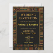 Afrikaanse Kente Gold Wedding Uitnodiging (Voorkant)