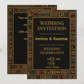 Afrikaanse Kente Gold Wedding Uitnodiging (Voorkant / Achterkant)