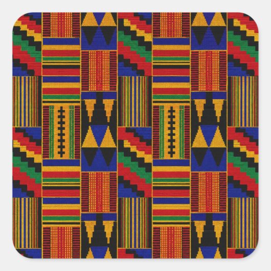 Afrikaanse Kente-stof Vierkante Sticker (Voorkant)