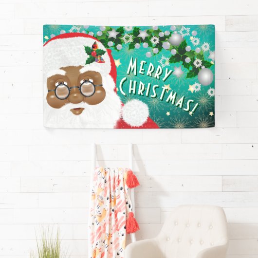 Afrikaanse kerstfeestdag met kerstmis spandoek (Insitu)